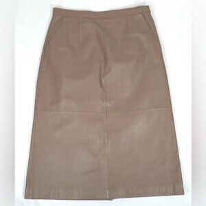 Pia Rucci GENUINE LEATHER A Line Skirt with Pockets Back Slit Korea Made Size 10